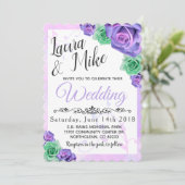 Lavendel und Minze Green Rose Hochzeitsfeiern Einladung (Stehend Vorderseite)