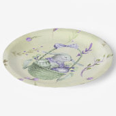 Lavendel- und Minzgrün-Osterhase Pappteller (Schrägansicht)