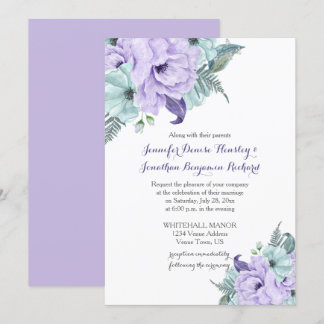 Lavendel- und Minzwasser-Peonies Hochzeiten Einladung