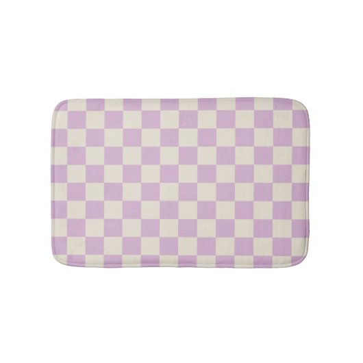 Lavendel und Off White Checkerboard Badematte (Vorderseite)