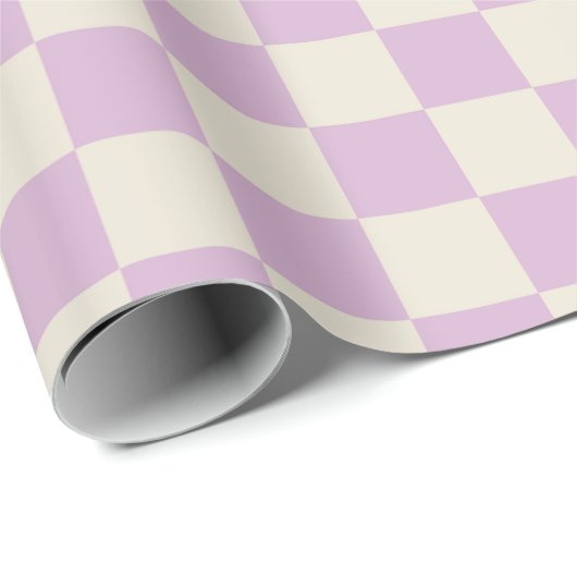 Lavendel und Off White Checkerboard Geschenkpapier (Rolleneckpunkt)