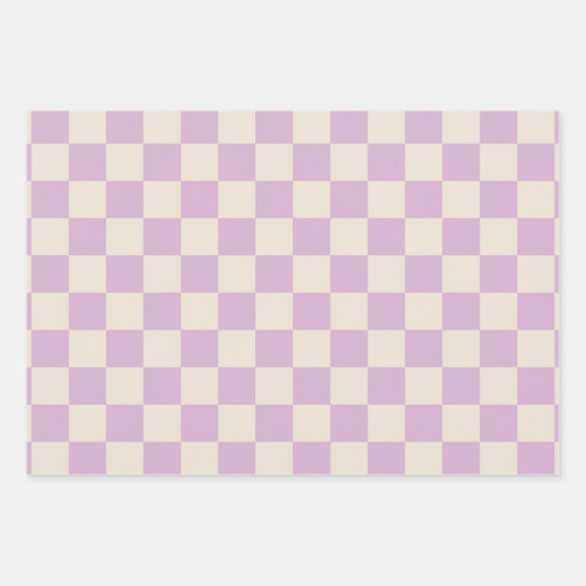 Lavendel und Off White Checkerboard Geschenkpapier Set (Vorderseite 3)