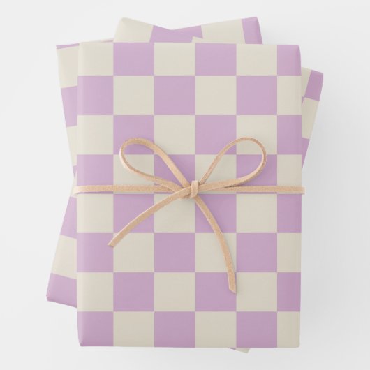 Lavendel und Off White Checkerboard Geschenkpapier Set (Beispiel)