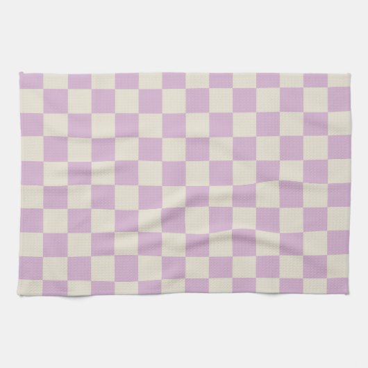 Lavendel und Off White Checkerboard Geschirrtuch (Horizontal)