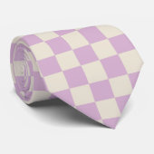 Lavendel und Off White Checkerboard Krawatte (Gerollt)