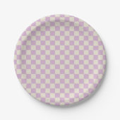 Lavendel und Off White Checkerboard Pappteller (Vorderseite)