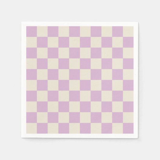 Lavendel und Off White Checkerboard Serviette (Vorderseite)