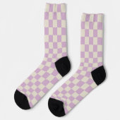 Lavendel und Off White Checkerboard Socken (Linkes Detail)