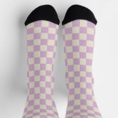 Lavendel und Off White Checkerboard Socken (Oben)