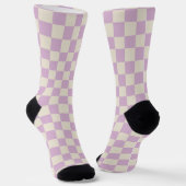 Lavendel und Off White Checkerboard Socken (Gewinkelt)