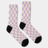 Lavendel und Off White Checkerboard Socken (Rechts)