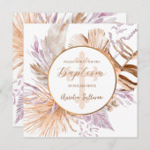 Lavendel und Peach Bouquet Taufe Einladung (Vorne/Hinten)