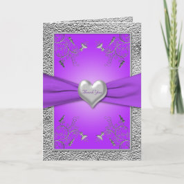 Lavendel und Pewter Heart Dankeschön-Karte Dankeskarte