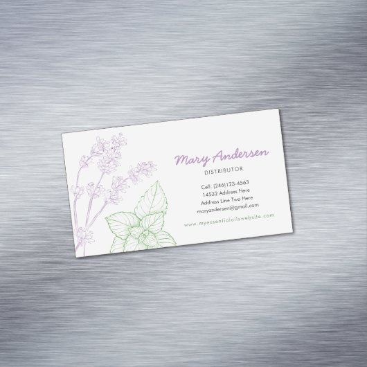 Lavendel-und Pfefferminz-ätherisches Öl Magnetische Visitenkarte (Beispiel)