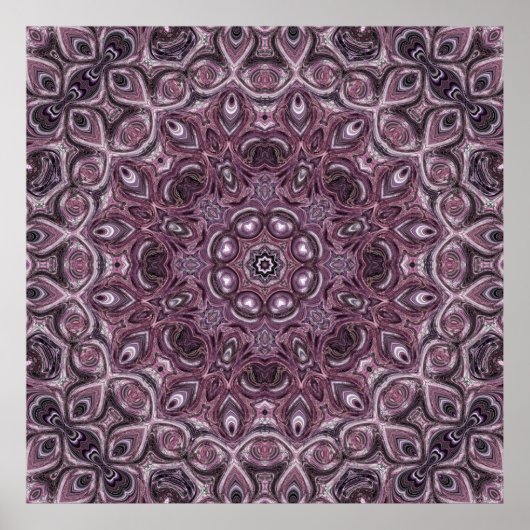 Lavendel- und Pflaumenmarmor Mandala-Muster Poster (Vorne)