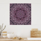 Lavendel- und Pflaumenmarmor Mandala-Muster Poster (Küche)