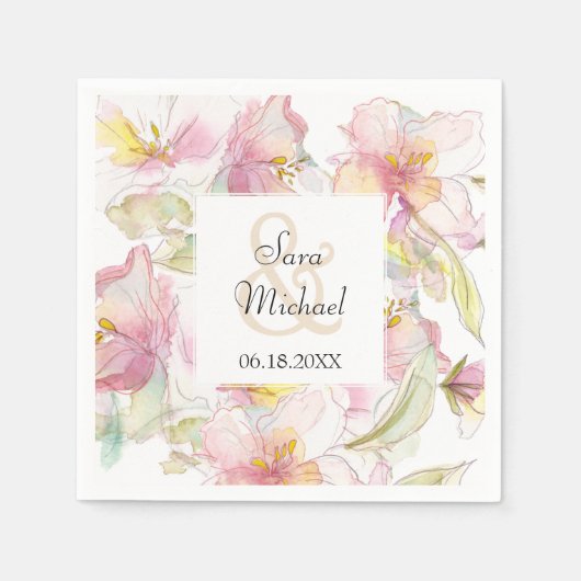 Lavendel- und Pink-Pastellfarben-Hochzeit Serviette (Vorderseite)