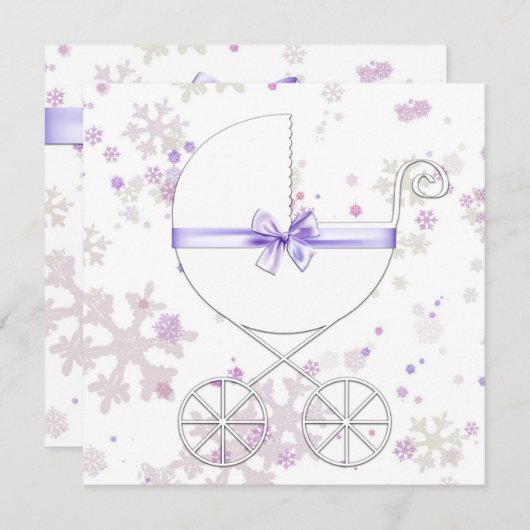 Lavendel und Pink Snowflake Babydusche Einladung (Vorne/Hinten)