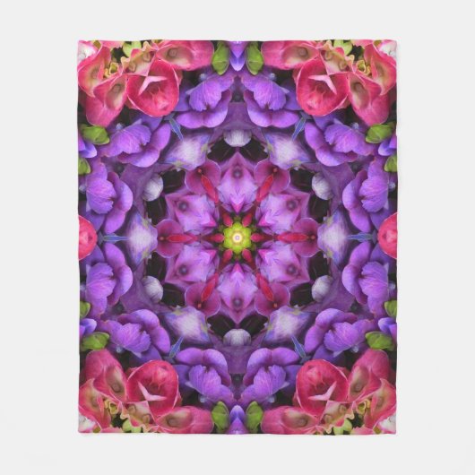 Lavendel und rosa Blumemandala-Fleece-Decke Fleecedecke (Vorderseite)