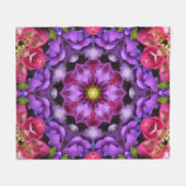 Lavendel und rosa Blumemandala-Fleece-Decke Fleecedecke (Vorderseite (Horizontal))