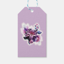 Lavendel und rosa Poinsettia Geschenkanhänger