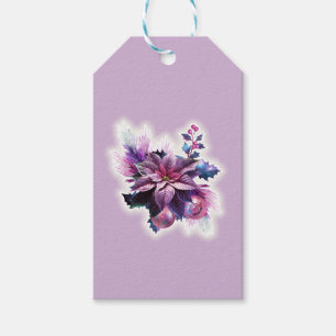 Lavendel und rosa Poinsettia Geschenkanhänger