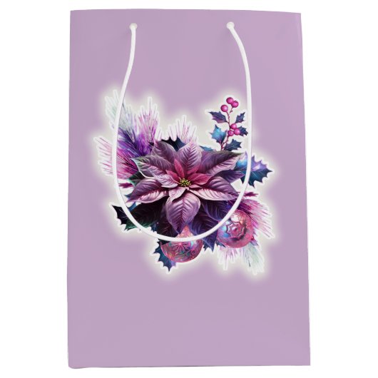 Lavendel und rosa Poinsettia Mittlere Geschenktüte (Vorderseite)