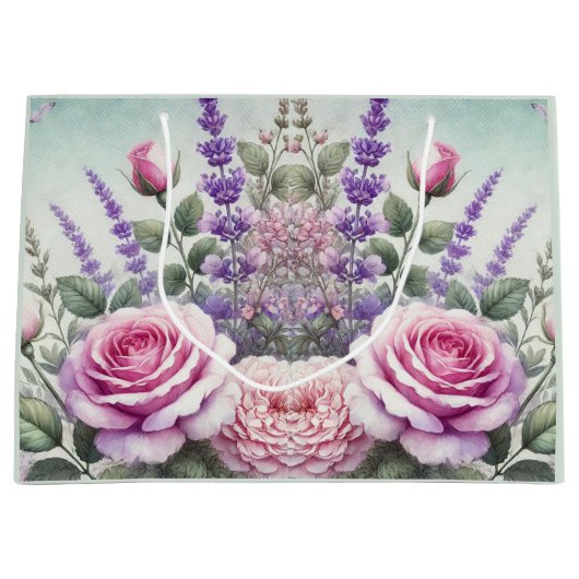 Lavendel und Rose Garden Geschenktasche Große Geschenktüte (Vorderseite)