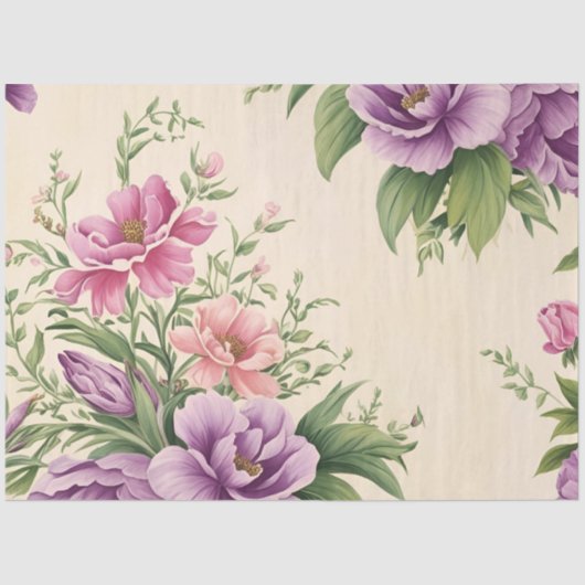 Lavendel und Rose Garten Blumendruck Seidenpapier (Vorderseite)
