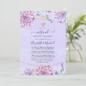 Lavendel und Rose Gold Floral Virtual Wedding Einladung (Stehend Vorderseite)