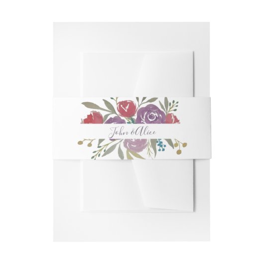 Lavendel- und Rotwasser-Blütenhochzeit Einladungsbanderole (Vorderseite Beispiel)