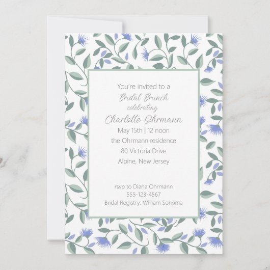 Lavendel und Sage Green Floral Brautparty Einladung (Vorderseite)