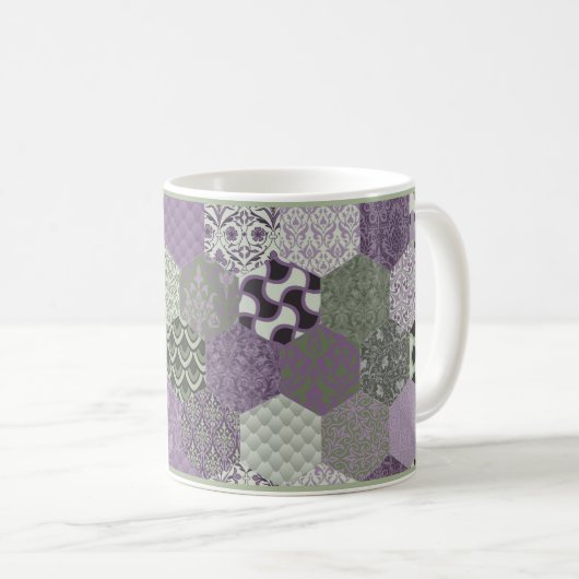 Lavendel und Sage Patchwork Kaffeemaschine Tasse (VorderseiteRechts)