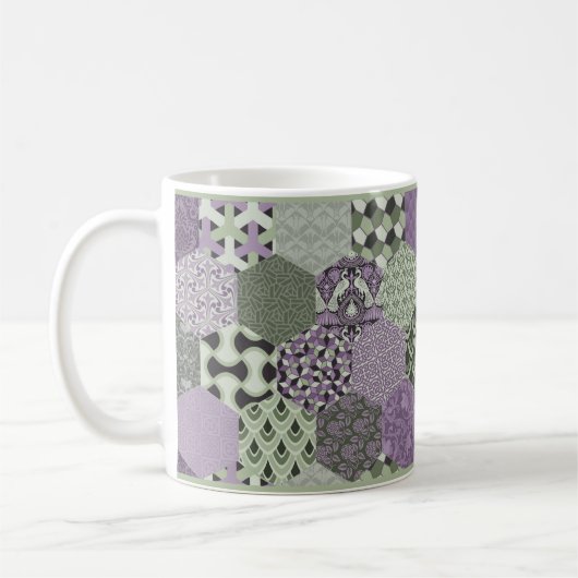 Lavendel und Sage Patchwork Kaffeemaschine Tasse (Links)