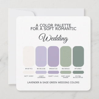 Lavendel und Salbei Grün Hochzeitsfarbenpalette Ka Einladung