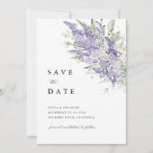 Lavendel- und Salbeigrüne Florale Wasserfarben-Hoc Save The Date (Vorderseite)