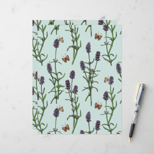 Lavendel und Schmetterlinge auf Meerglas (Vorderseite/Rückseite Beispiel)