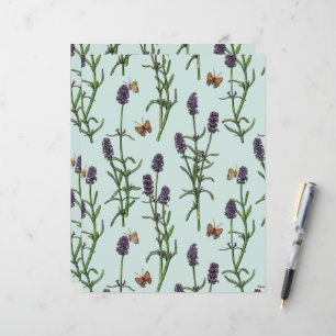Lavendel und Schmetterlinge auf Meerglas