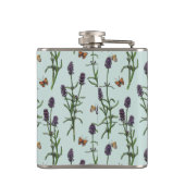 Lavendel und Schmetterlinge auf Meerglas Flachmann (Rückseite)