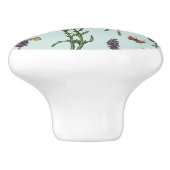 Lavendel und Schmetterlinge auf Meerglas Keramikknauf (Seitenansicht)