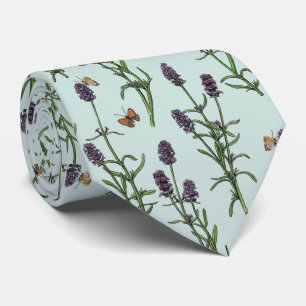 Lavendel und Schmetterlinge auf Meerglas Krawatte