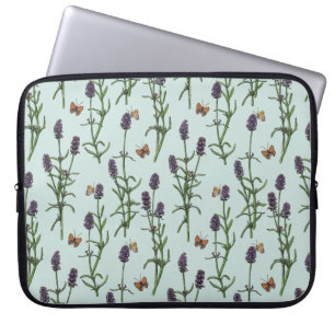 Lavendel und Schmetterlinge auf Meerglas Laptopschutzhülle