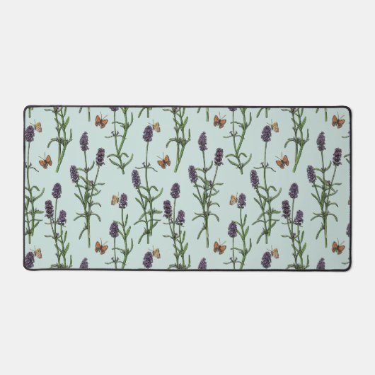 Lavendel und Schmetterlinge auf Meerglas Schreibtischunterlage (Vorderseite)