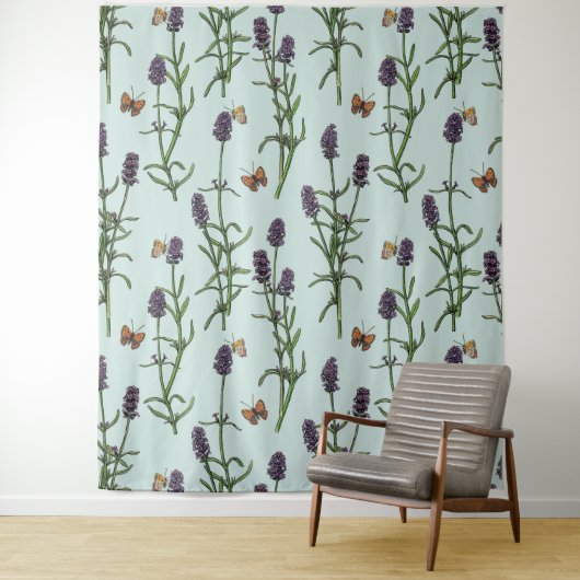 Lavendel und Schmetterlinge auf Meerglas Wandteppich (Beispiel)