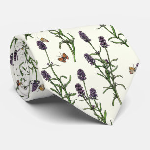 Lavendel und Schmetterlinge auf weiß Krawatte