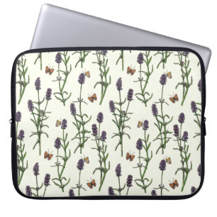 Lavendel und Schmetterlinge auf weiß Laptopschutzhülle