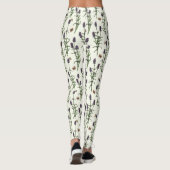 Lavendel und Schmetterlinge auf weiß Leggings (Rückseite)