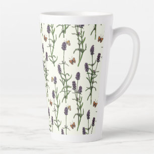Lavendel und Schmetterlinge auf weiß Milchtasse