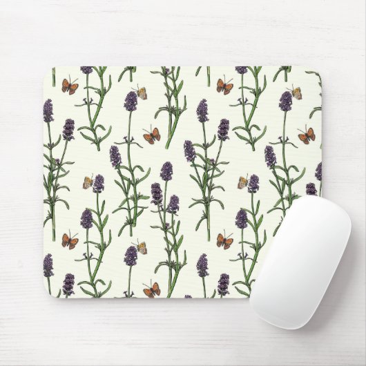 Lavendel und Schmetterlinge auf weiß Mousepad (Mit Mouse)