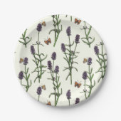 Lavendel und Schmetterlinge auf weiß Pappteller (Vorderseite)